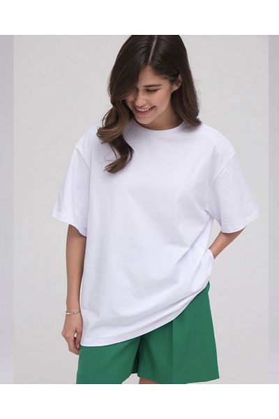 LYX Tricou unisex oversize alb cu croiala larga