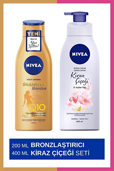 NIVEA Bronzlaştırıcı Q10 Vücut Losyonu 200ml & kiraz Çiçeği Ve Jojoba Yağı 400m