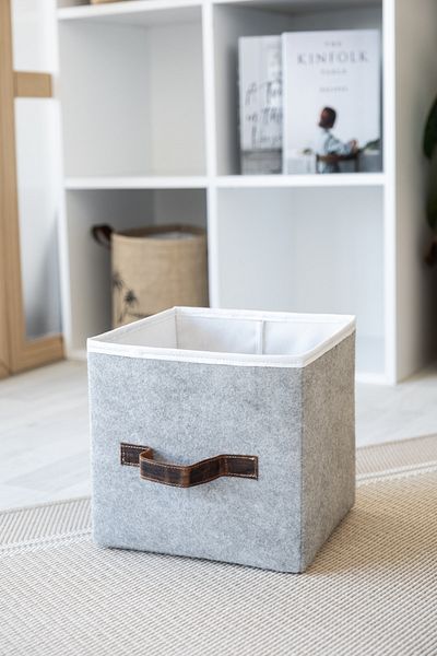 Art Bee Felt In-Cabinet Organizer Jewelry, Makeup, Bathroom, Office Organizer Storage Box with Lid 30x30x30 cm