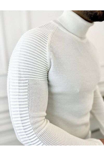 elkumoda Pulover Tricotaj din bumbac natural Pulover cu gât roscat