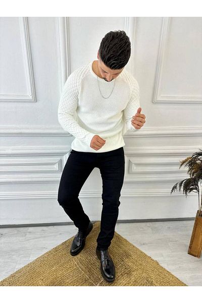 elkumoda Sweater Knitted Non-Pilling Natural Cotton Knitwear Sweater