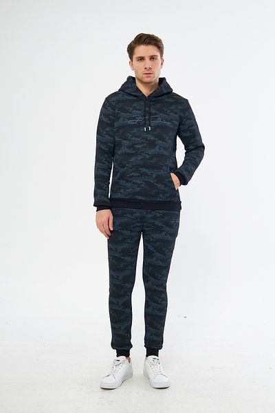 NEWLAKER Unisex Regular JF Embroidery Camouflage Pattern Hooded Tracksuit Set