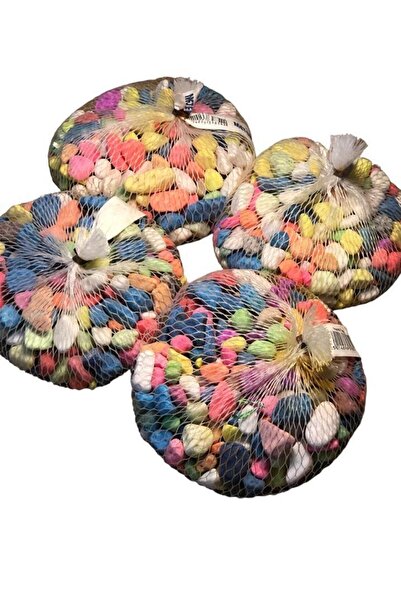 Genel Markalar Karışık Renkli Fileli Akvaryum Taşı Çakıl Taşı Vazo Taşı Dekoratif Taş (4 Paket)