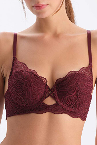 Dagi 1011Kc Model Claret Red Lace Non-Padded Recovery Bra