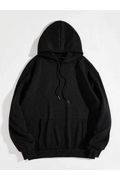 trendgar Black Hooded Sweatshirt with red back Print