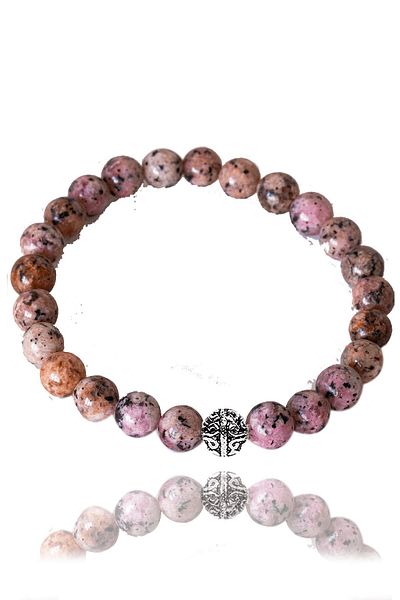Tesbih Atölyesi Certified Pink Color Quartz Stone Bracelet - With Silver Attachment