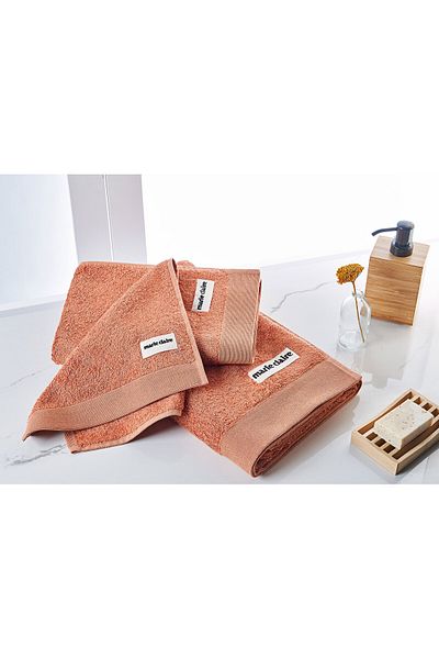 Marie Claire Paris Bamboo Laure - Set of 3 Brick Colored Towels