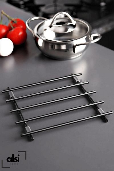 ALSİ HOME Trivet Teapot Pot Coaster Steel Iron Trivet Lampling Square Metal Coaster