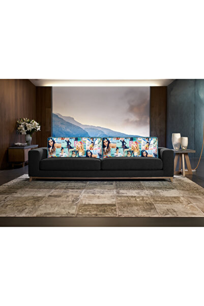 AYPETEKS Vogue Dergi Desenli Kutu Model Koltuk Sırt Kırlent Kılıfı