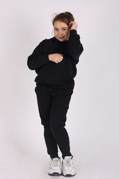 han elegant Trening pentru copii unisex pentru baieti si fete cu fleece in interior, buzunar cangur de iarna si gluga, 5-14 ani