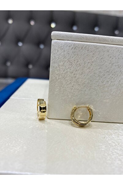 ARSLANTAŞ 1989 14 AYAR ALTIN KARE MODELLİ GİZLİ KİLİT HALKA KÜPE (küçük boy)