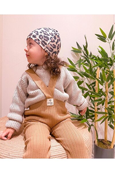 Sparrow Laurel سروال تريكو للأطفال من Beniz Kids بلون أرضي عالي الخصر وأشرطة ...