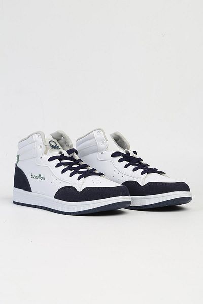 Benetton ® |   BN-30868-Λευκό Navy Blue-Γυναικεία αθλητικά παπούτσια