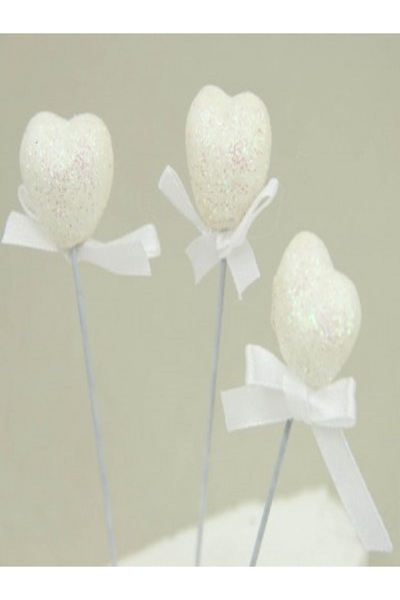 Kazanabil 50Lİ MİNİ ÇUBUKLU KÖPÜK KALP BEYAZ
