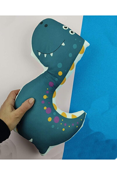 Yastık Deposu Sevimli Dinazor Tasarımlı Baskılı Şekilli Yastık Hediye