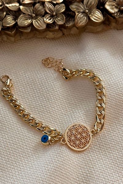 Trendy Butik زهرة الحياة نموذج الشر العين سلسلة معلقة سوار