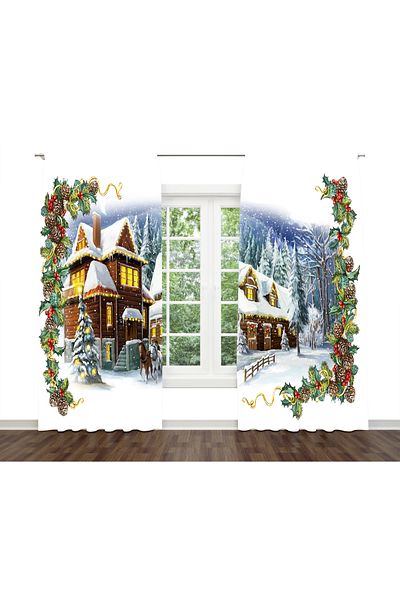 ALBANHOME Digital Printing New Year Themed Double Wing Background Curtain CSBNWYR-99