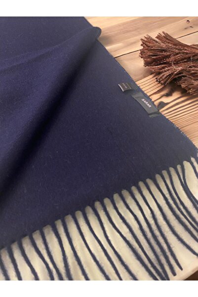 Sarar 100% Wool Navy Blue Scarf