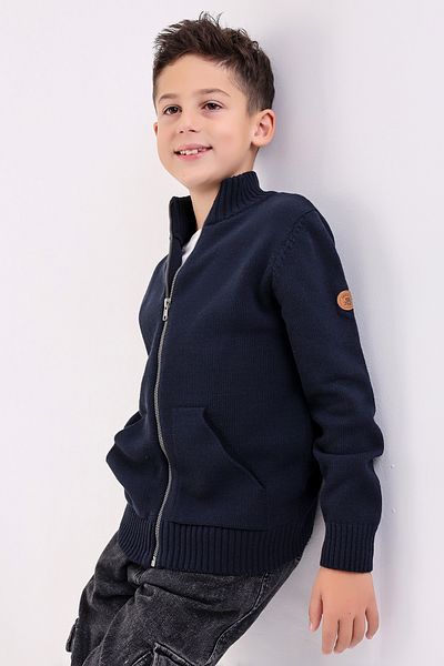 Matte BRUCKEL BOY'S NAVY BLUE POCKET Knitwear Cardigan