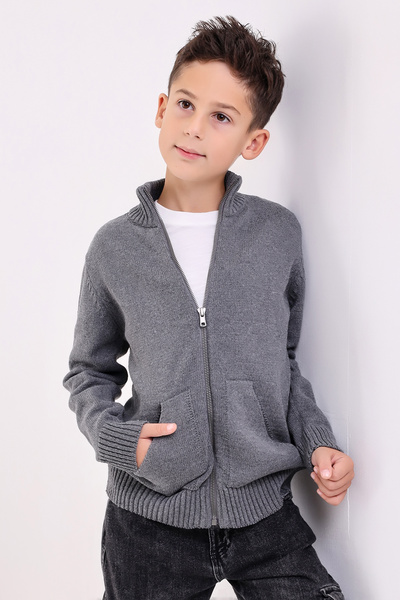Matte BOY'S DARK GRAY POCKET Knitwear Cardigan