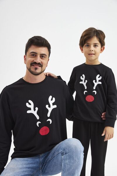 LILIAN My deer new year theme Family Black Sweatshirt.Vândut separat prețuril...
