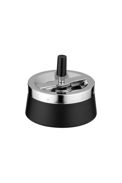 ANGELO Push-Turn Metal Tank Ashtray Black 11cm