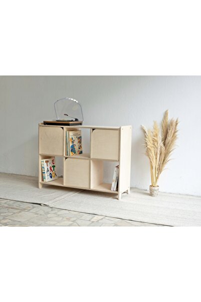 BLAN studio 6 Bölmeli Ahşap Plak Ve Pikap Dolabı Büfe Plaklık Konsol