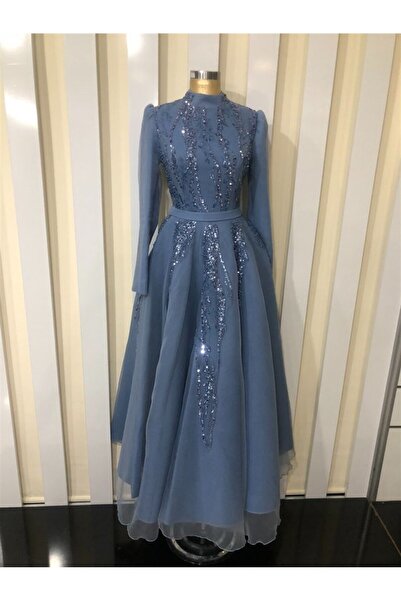 Kaleiçi Yıldızlar Bebe Mavisi Yıldızlar Kadın Gögsü Pul Baskılı Beli Kemerli ...