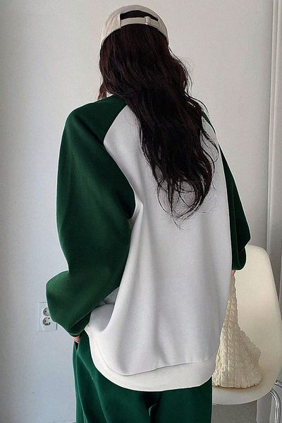 MODAGEN Unisex Raglan Sleeve Yourself Πράσινο Λευκό Φούτερ