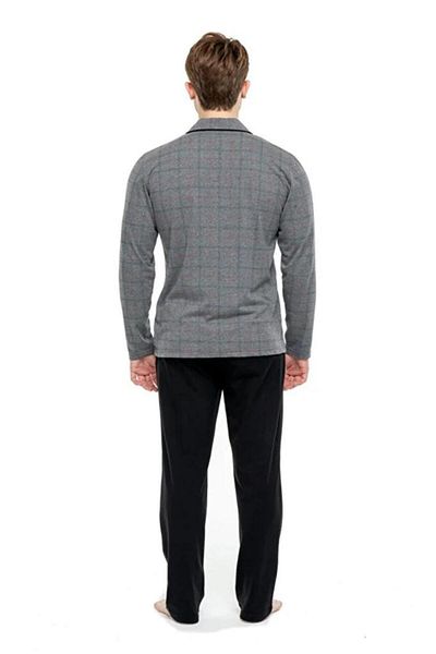 Mod Collection Cotton Buttoned Collared Men's Pajamas Set