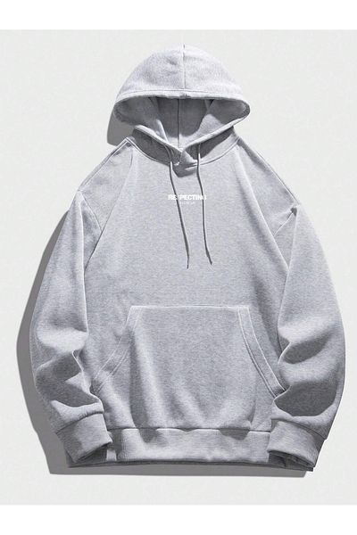 Boi Respecting Sweatshirt - Γκρι εμπριμέ υπερμεγέθη χοντρή κουκούλα