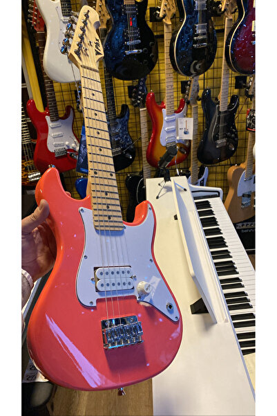 3M MUSİC Pembe Elektro Gitar 3/4 Ölçü Elektro Gitar Junior Boy Çocuk Gitarı Seyahat Travel Elektro Gitar