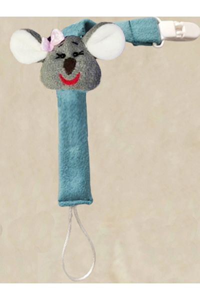 CEBECİ TİCARET Pacifier Strap Pacifier Holder Baby Gift Natural Fabric 25 cm Gray Koola