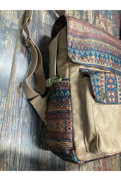 Street Bag Ethnic Αυθεντικό σακίδιο πλάτης με μποέμ με κάλυμμα Καθημερινή χρήση σε κάμπινγκ ταξιδιού