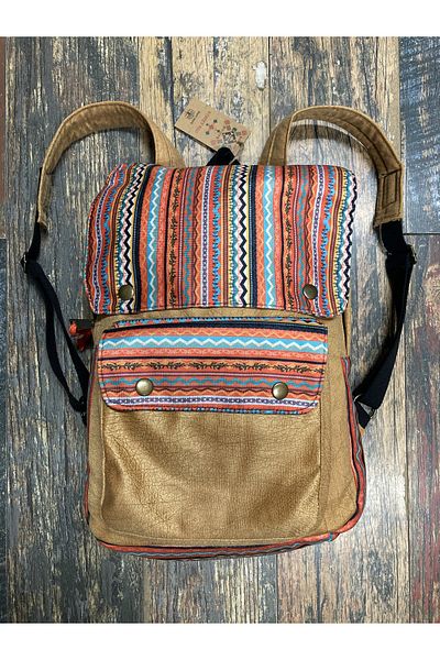 Street Bag Ethnic Authentic Bohemian Pattern Backpack with Cover Daily Travel Camping Use