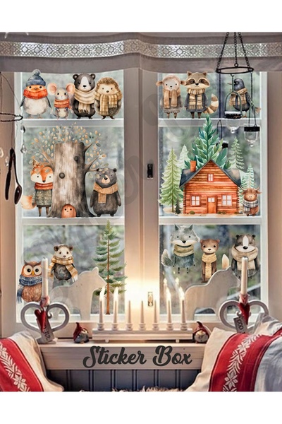 Think And Print Χαριτωμένα ζώα στο δάσος Χειμερινή χαρά, Σετ αυτοκόλλητων στο...