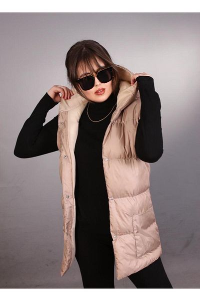 ÖNDER MODA Vestă puf sezonieră, supradimensionată, rezistentă la apă și vânt pentru femei - 97_YLK