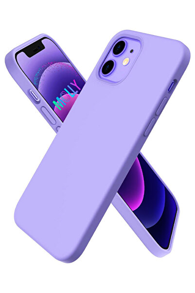Molly Technology iPhone 12 MİNİ İçin Lavanta Liquid İçi Kadife Silikon Kılıf