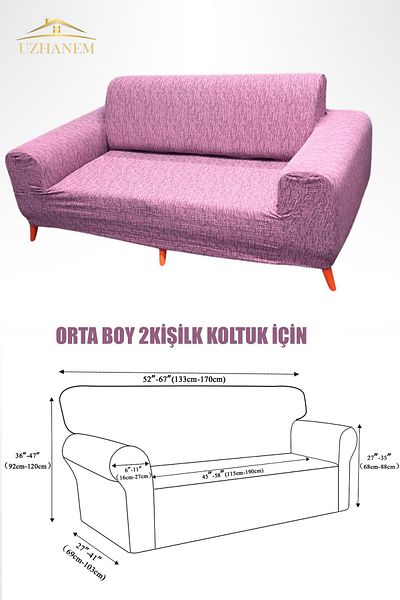uzhanem COPIE - Husa de fotoliu Jacquard cu 2 locuri de dimensiuni medii, husa de canapea pentru canapea extensibila (PRET DE 1 BUC.)