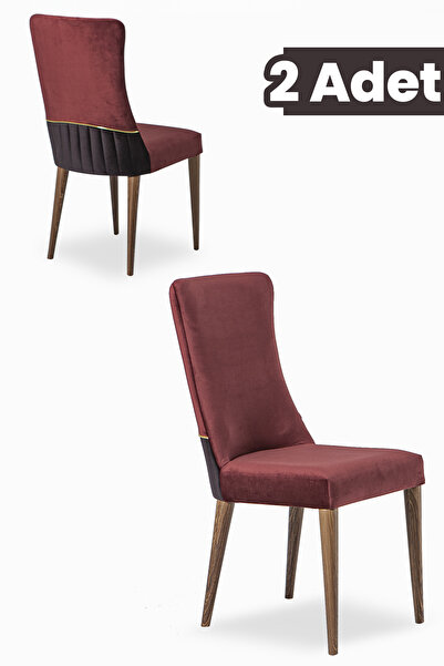 SANDALİE Demre 2 Adet Yemek-Mutfak-Salon Sandalyesi / Bordo