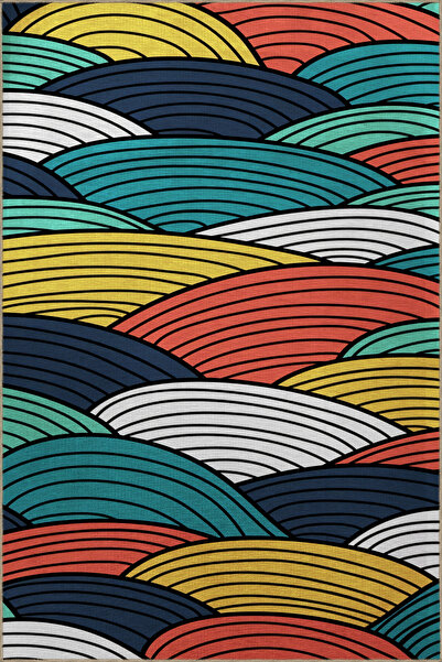 Rugs Modern Halı Multicolored Wavy Spiral Fish Scale Patterned Creative Moder...