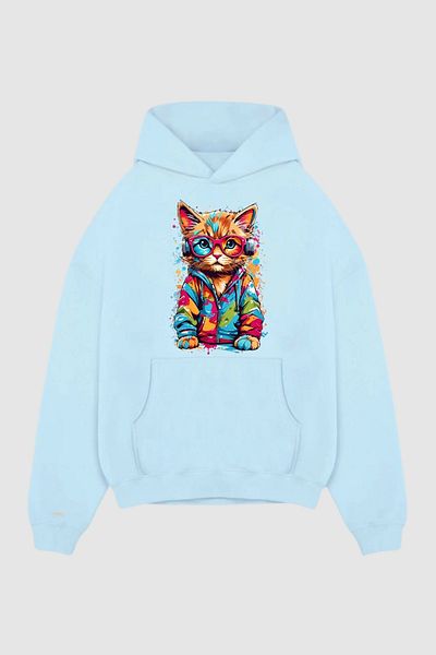 Nyda Collections Hanorac imprimat cu mânecă lungă, cu glugă, cu buzunar cangur, unisex
