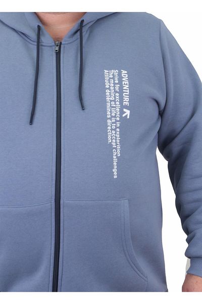 MocGrande Zippered Hoodie Large Size Sweat Adventure 23220 BLUE
