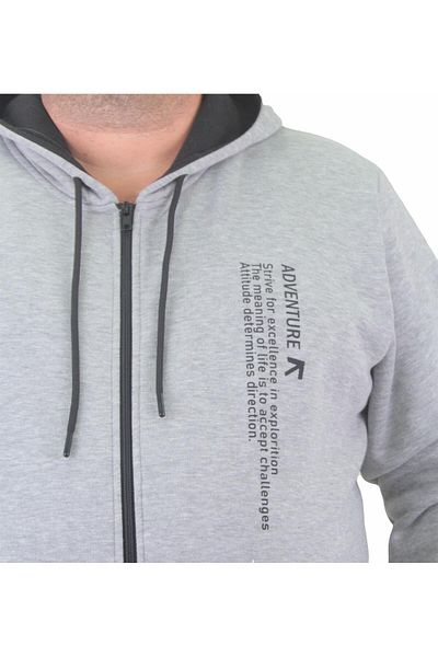 MocGrande Φούτερ με φερμουάρ μεγάλου μεγέθους Adventure 23220 ΓΚΡΙ ΜΕΛΑΝΖ