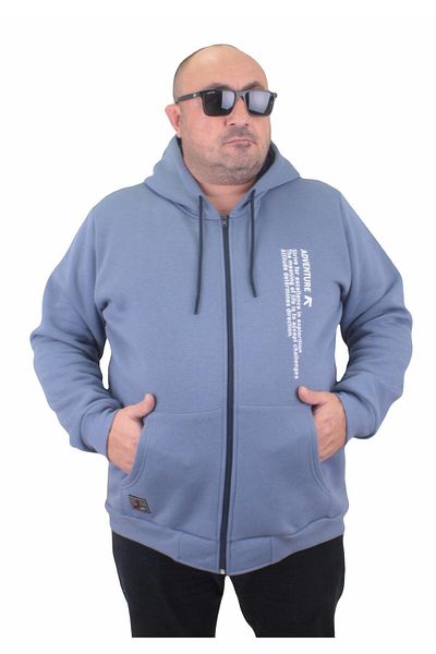 MocGrande Zippered Hoodie Large Size Sweat Adventure 23220 BLUE