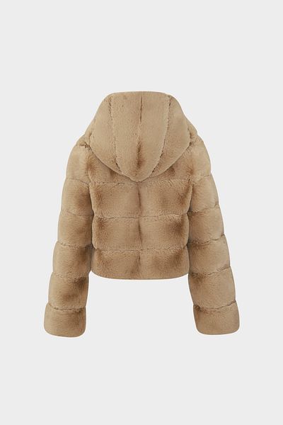 Açelya Okcu Premium Hooded Women's Rex Faux Fur Jacket