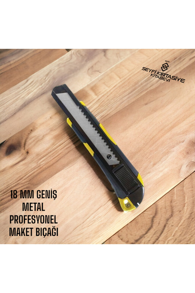 SEYFİKİRTASİYE 18 MM PROFESYONEL MAKET BIÇAĞI GENİŞ UÇ KOMPLE METAL KOD:234