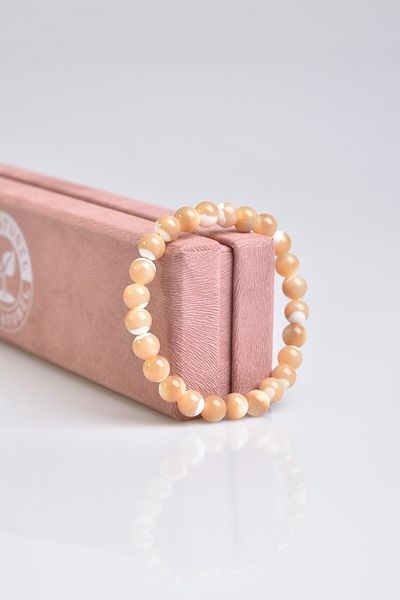 Safnaturel 8 Mm Natural Stone Certified Mother of Pearl Bracelet
