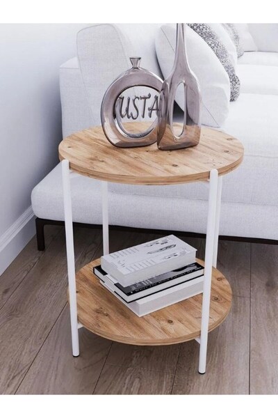 tubihome İki Katlı Dekoratif Yan Sehpa Zigon Sehpa