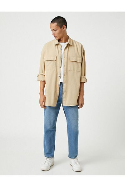 Koton Winter Shirt with Pocket Detail and Classic Collar Button